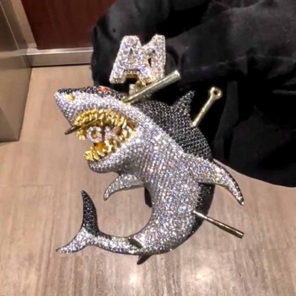 Moissanite Victimized Shark Pendant