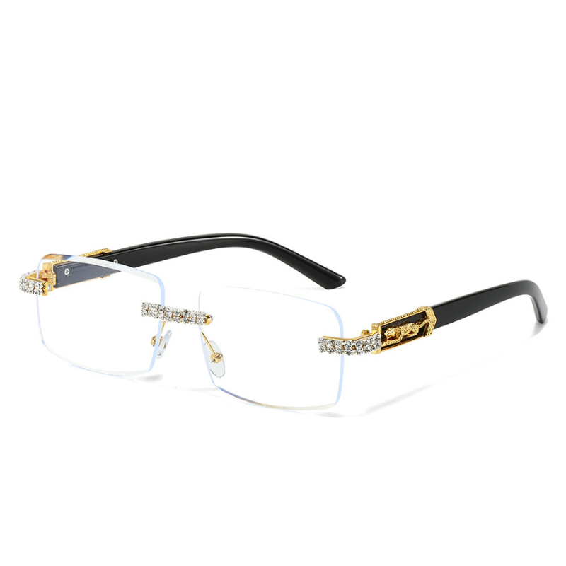 New Personalized Diamond-studded Square Glasses