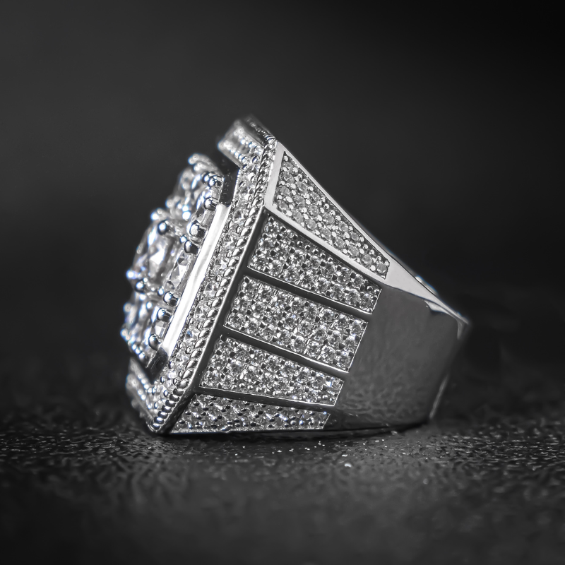 Moissanite Layered Square Full Diamond Ring