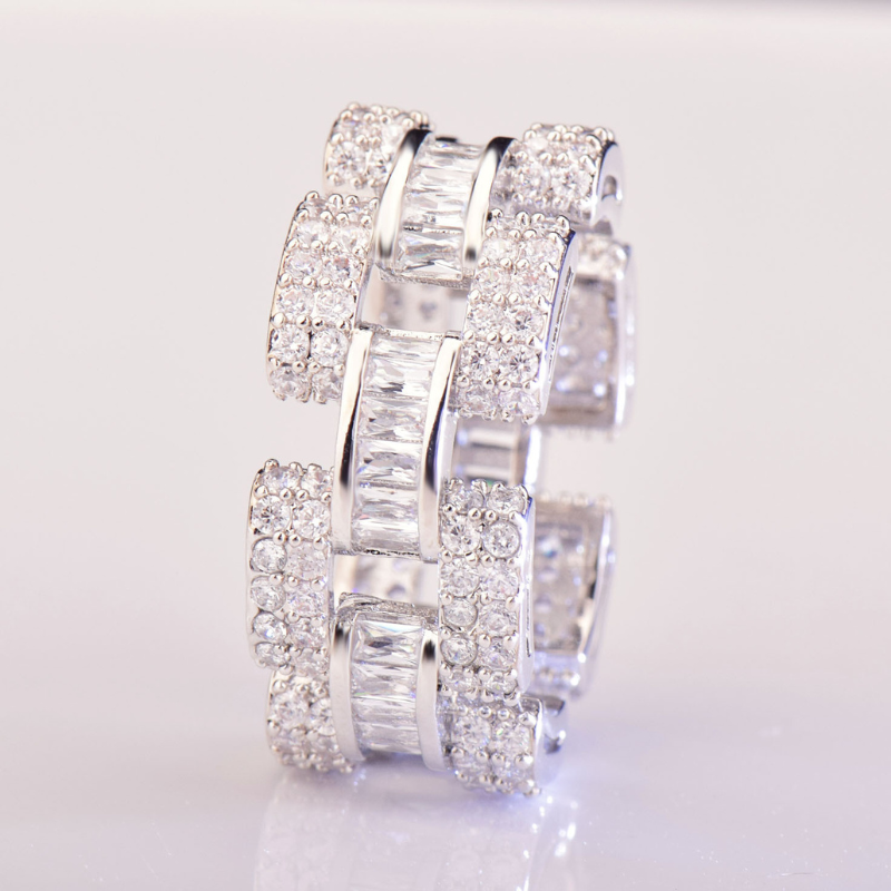 Moissanite Design Irregular Step Square Ring