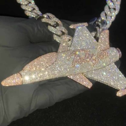 Moissanite "To Life" Letter Airplane Pendant