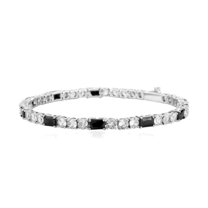 4mm Moissanite Black and White Interval Tennis Bracelet