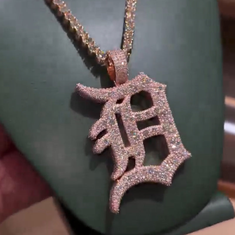 Moissanite Old English D Letter Pendant