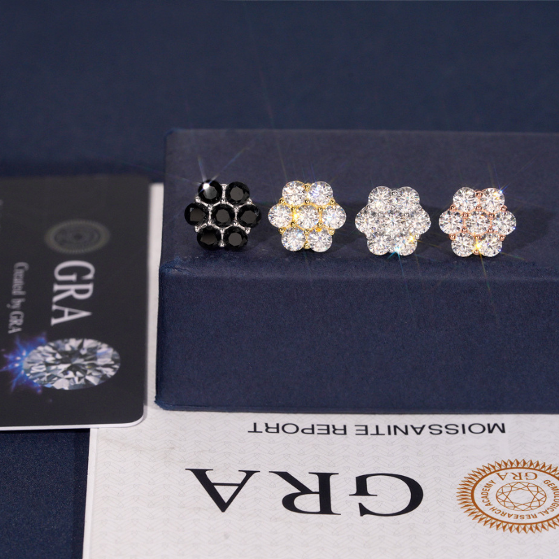 9mm Moissanite Flower Earrings