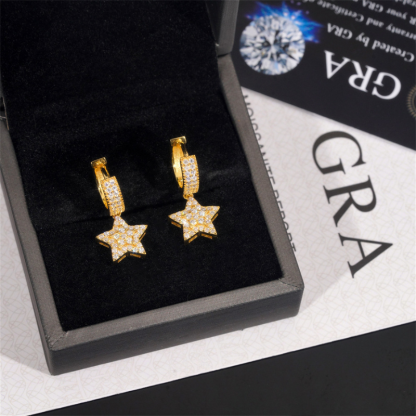 S925 Silver Moissanite Creative Star Earrings