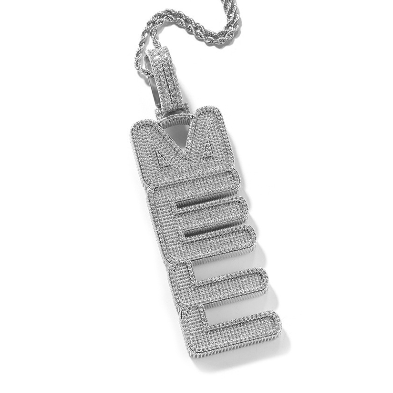 Moissanite Iced-Out Bold Vertical Customized Letter Pendant