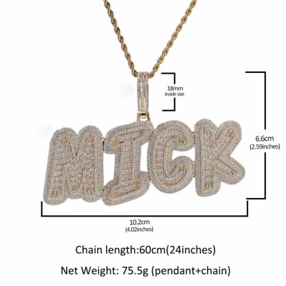 Moissanite Hip Hop Sparkling Customized Letter Pendant