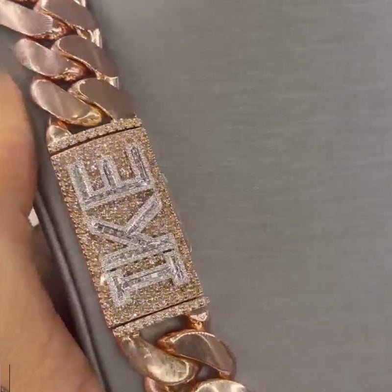 25mm T-shaped Moissanite Custom Letter Number Cuban Chain