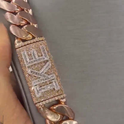 25mm T-shaped Moissanite Custom Letter Number Cuban Chain