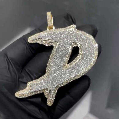 Moissanite Artistic Font Letter D Pendant