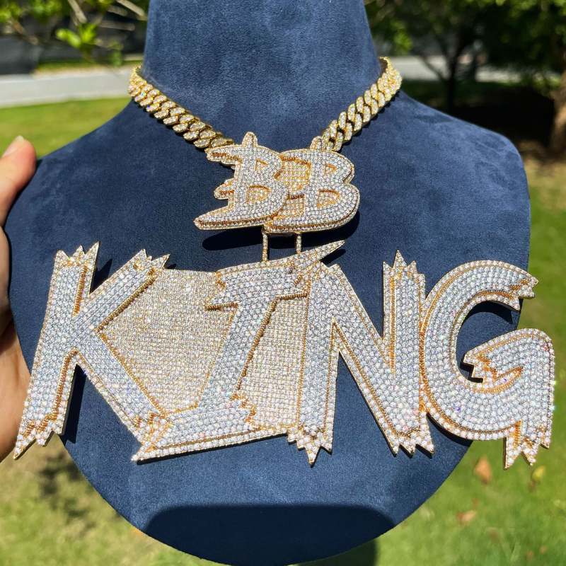 Moissanite Cursive Upper and Lower Two-layer Letter Custom Pendant