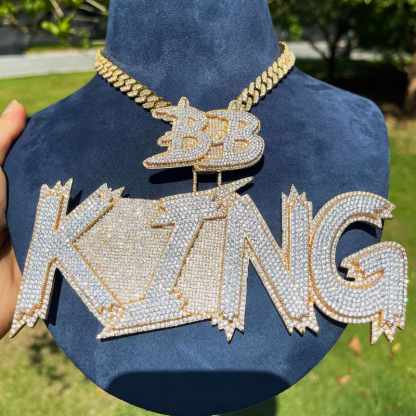 Moissanite Cursive Upper and Lower Two-layer Letter Custom Pendant