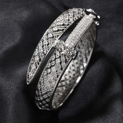 Moissanite Luxury Sword Cross Creative Design Open Bracelet