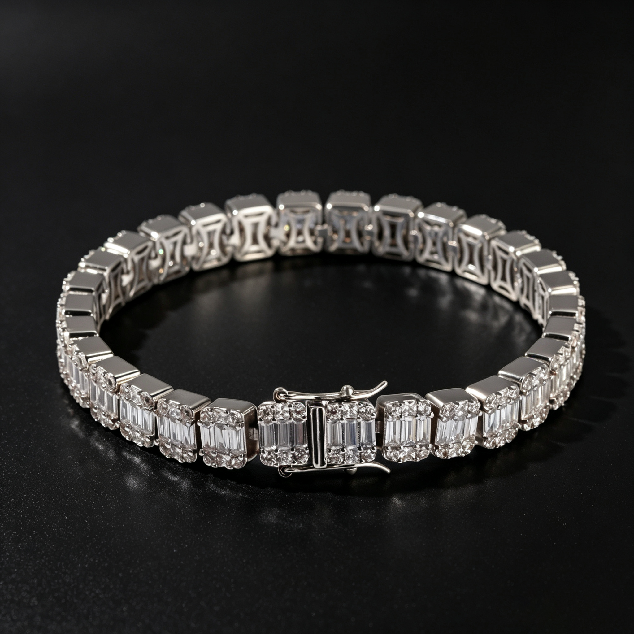 8.6mm Moissanite Baguette Tennis Bracelet