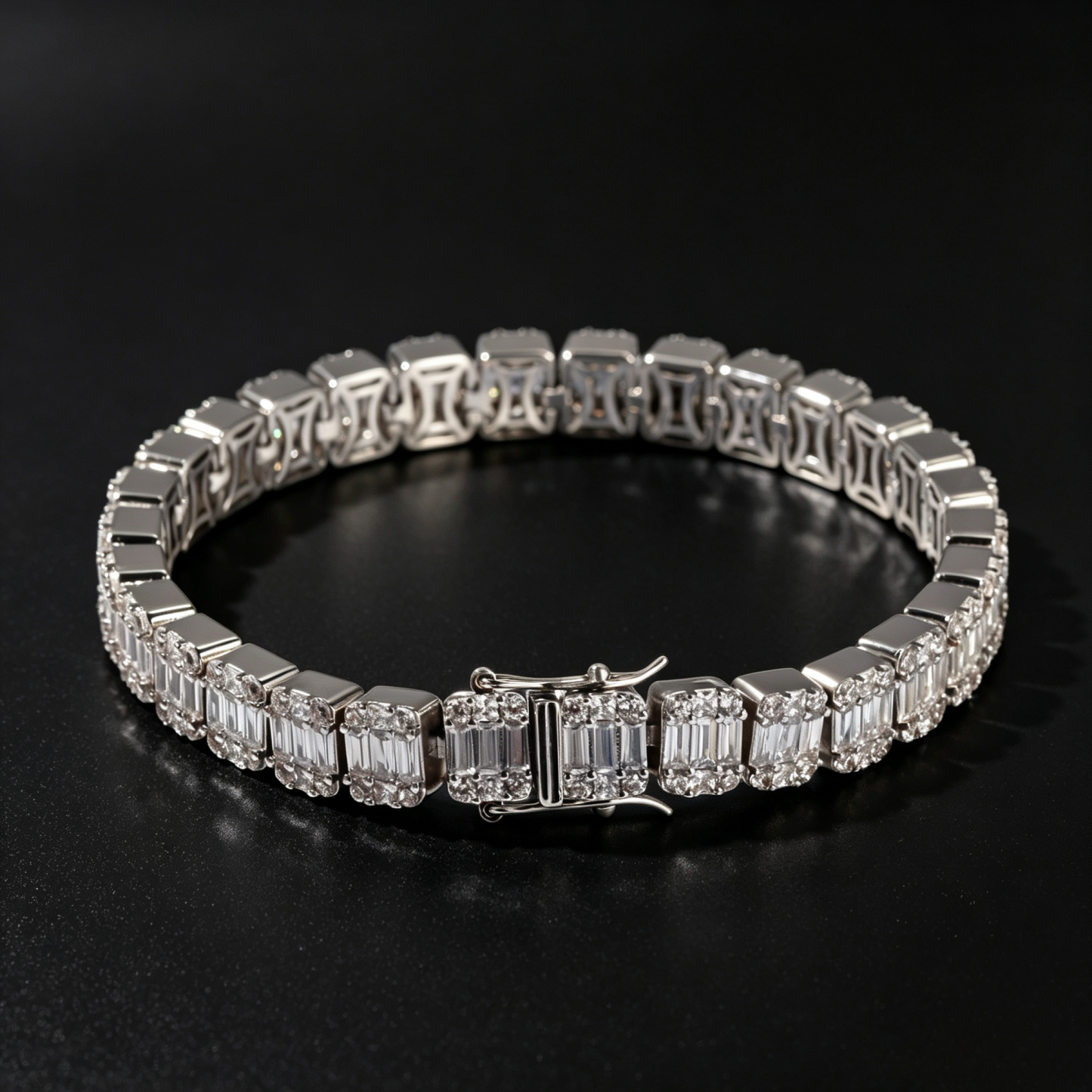8.6mm Moissanite Baguette Tennis Bracelet