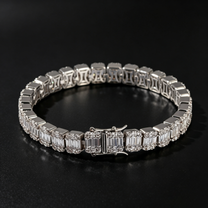 8.6mm Moissanite Baguette Tennis Bracelet
