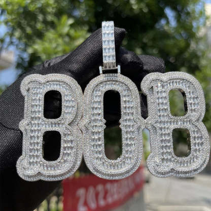 Moissanite Art Design Merman Lettering Custom Pendant