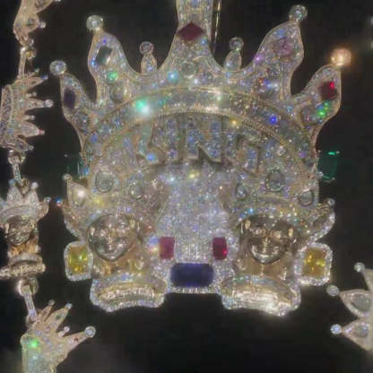 Moissanite Colored Gemstone Crown KING Pendant