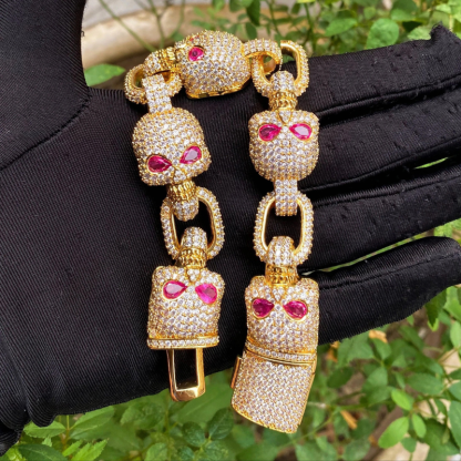 Moissanite Hip Hop Skull Bracelet