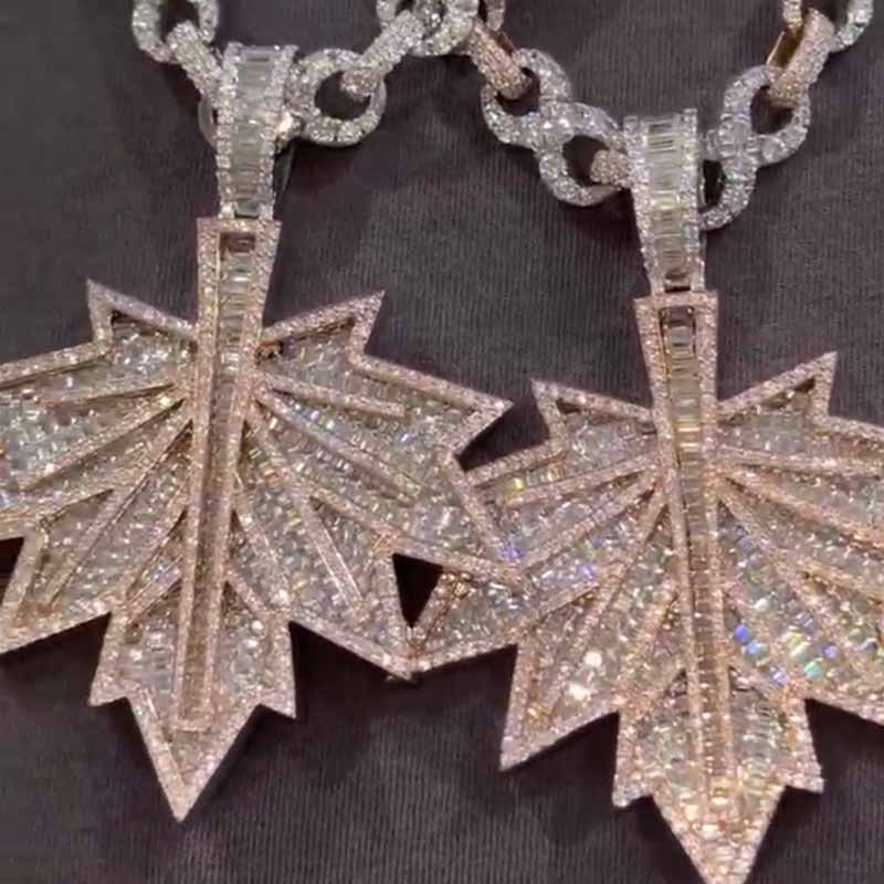 Maple Leaves on Infinity Chains Moissanite  Pendant Set