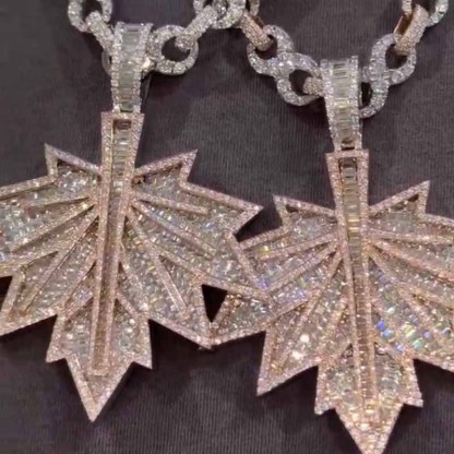 Maple Leaves on Infinity Chains Moissanite  Pendant Set