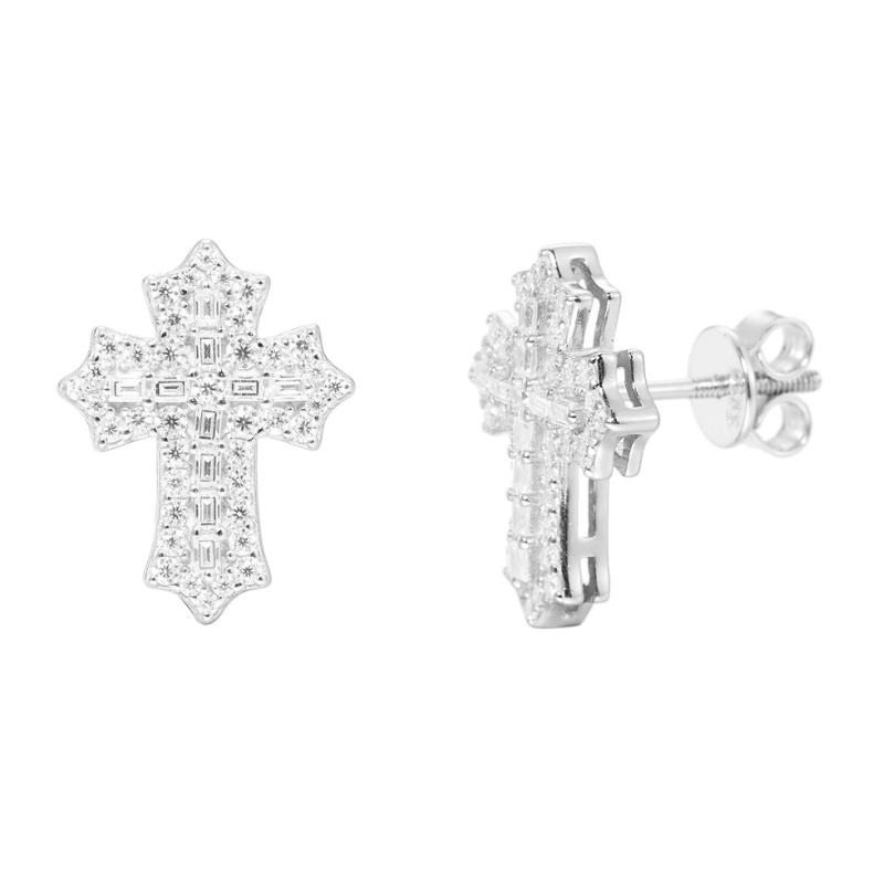 S925 Silver Moissanite Cross Earrings