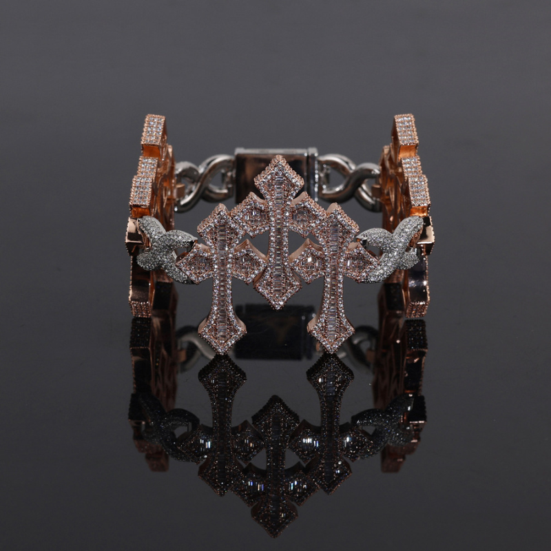 Moissanite Cross Cuban Bracelet