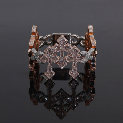 Moissanite Cross Cuban Bracelet