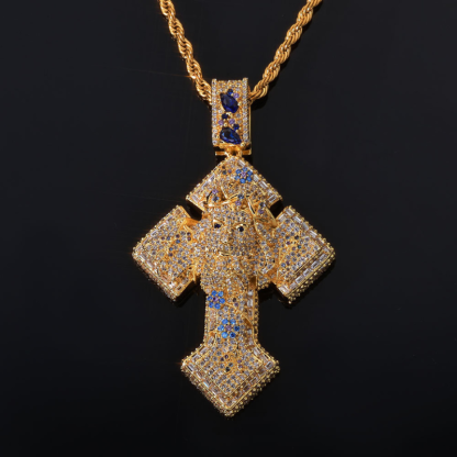 Moissanite Colorful Jesus Cross Pendant