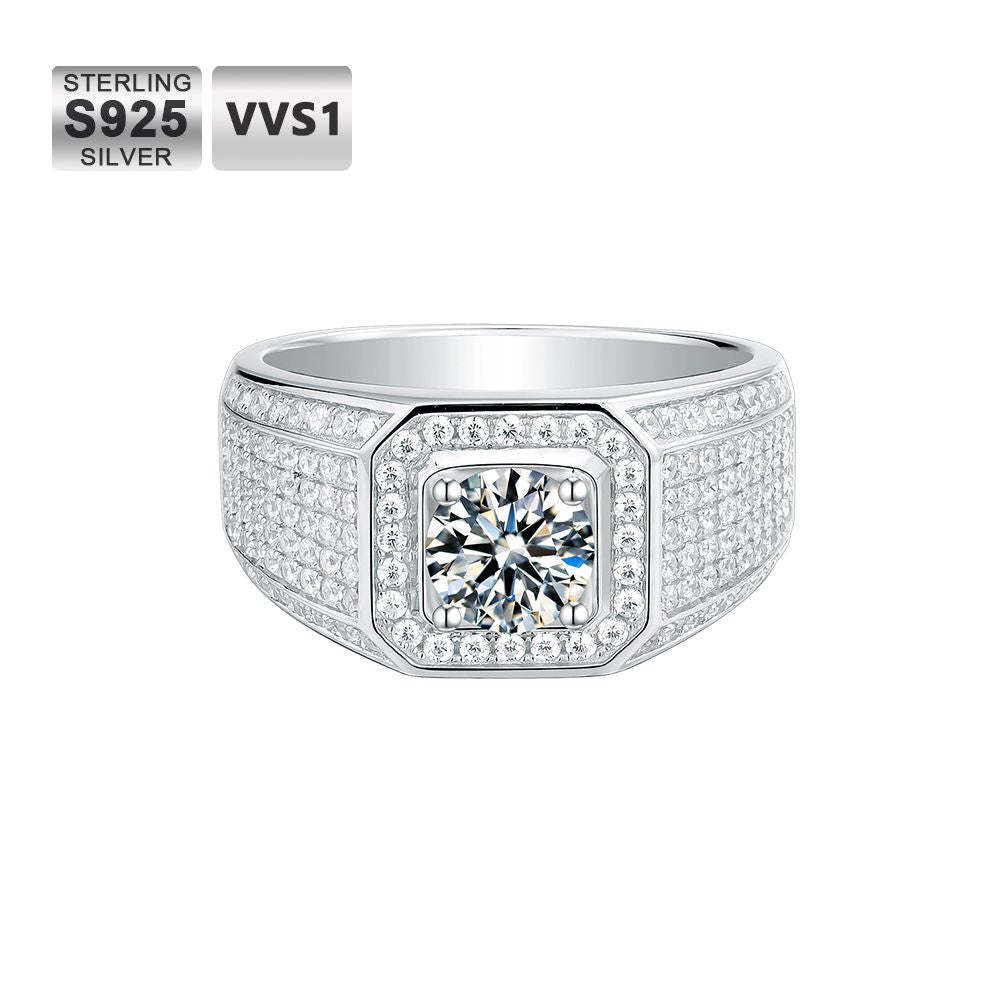 2.0 Carats VVS1 Moissanite Men Ring