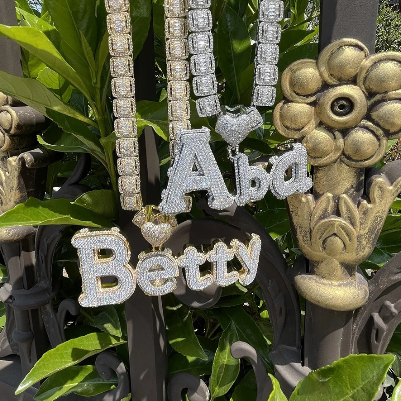 Moissanite Uppercase and Lowercase Letter Combination Custom Pendant