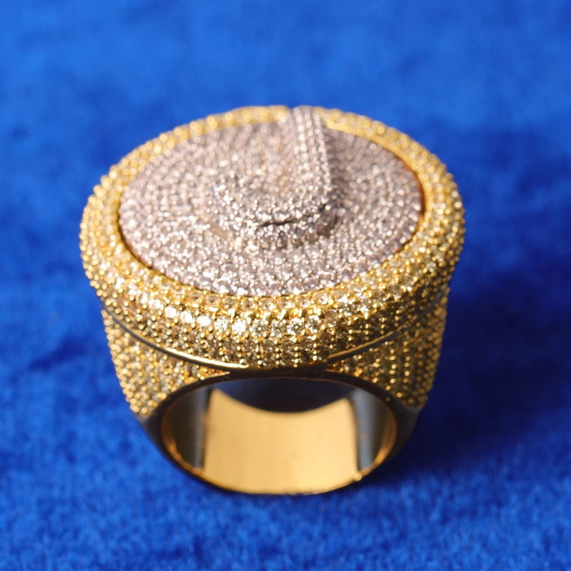 Moissanite 14K Real Gold Plated Shield DIY Custom Letter Ring