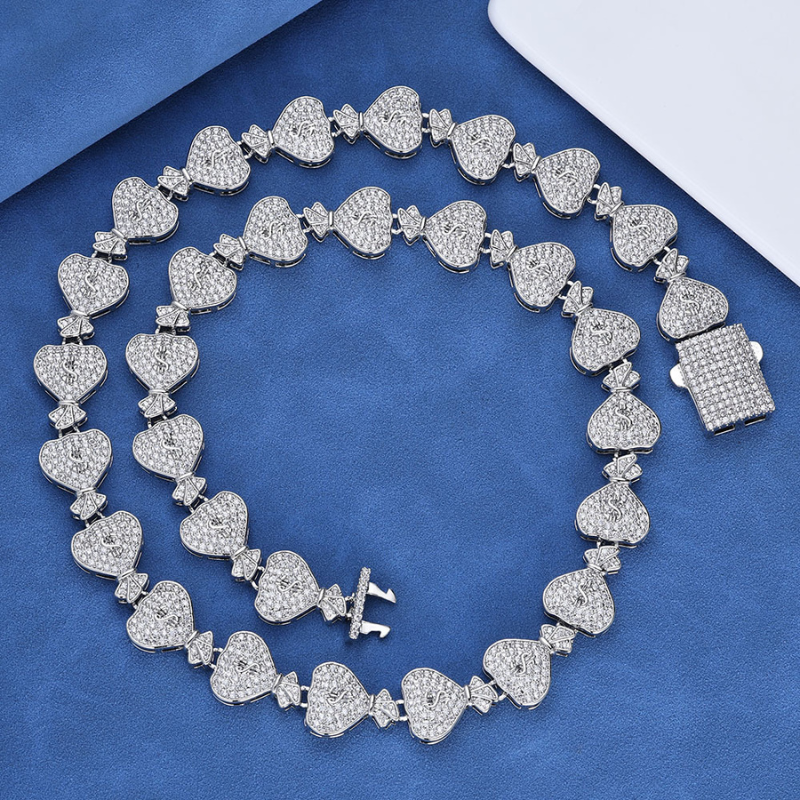 15mm Moissanite Dollar Wallet Cuban Chain