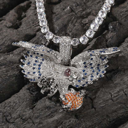 Moissanite Winged Eagle with Gemstone Pendant