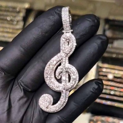 Moissanite Musical Note Pendant