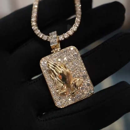 Hot Design Moissanite praying Hands Pendant