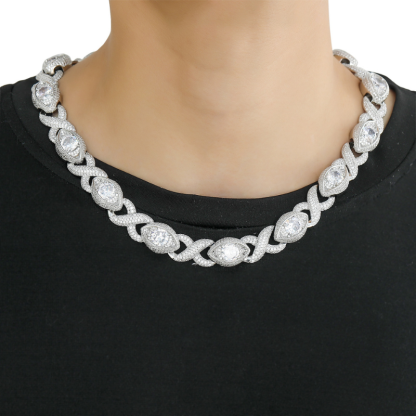 15mm Moissanite Hip Hop Eye Cross Unlimited Cuban Chain