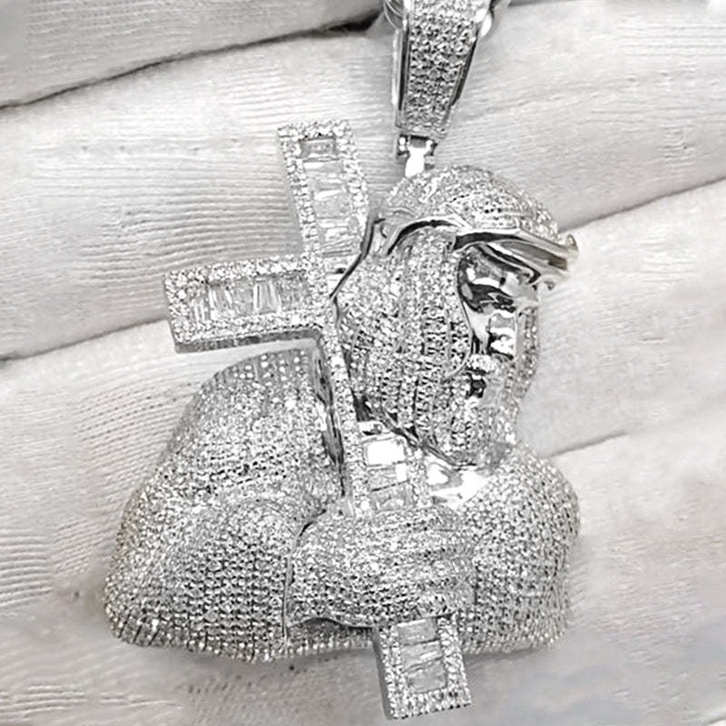 Custom Ice Out Jesus Cross Pendant 5mm Tennis Chain