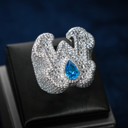 Moissanite Sparkling Crown Sapphire Ring