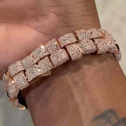 Moissanite Block Double Row Baguette Bracelet