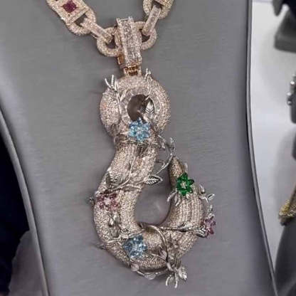 Moissanite Hip Hop Fishhook Pendant