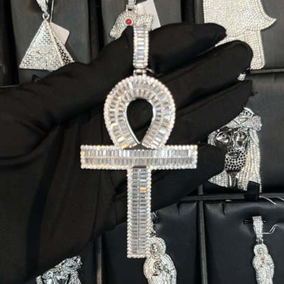 Moissanite Ankh Key Cross Pendant