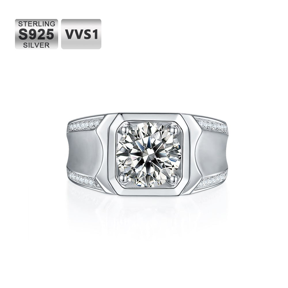 1.0 Carats VVS1 Moissanite Men Ring