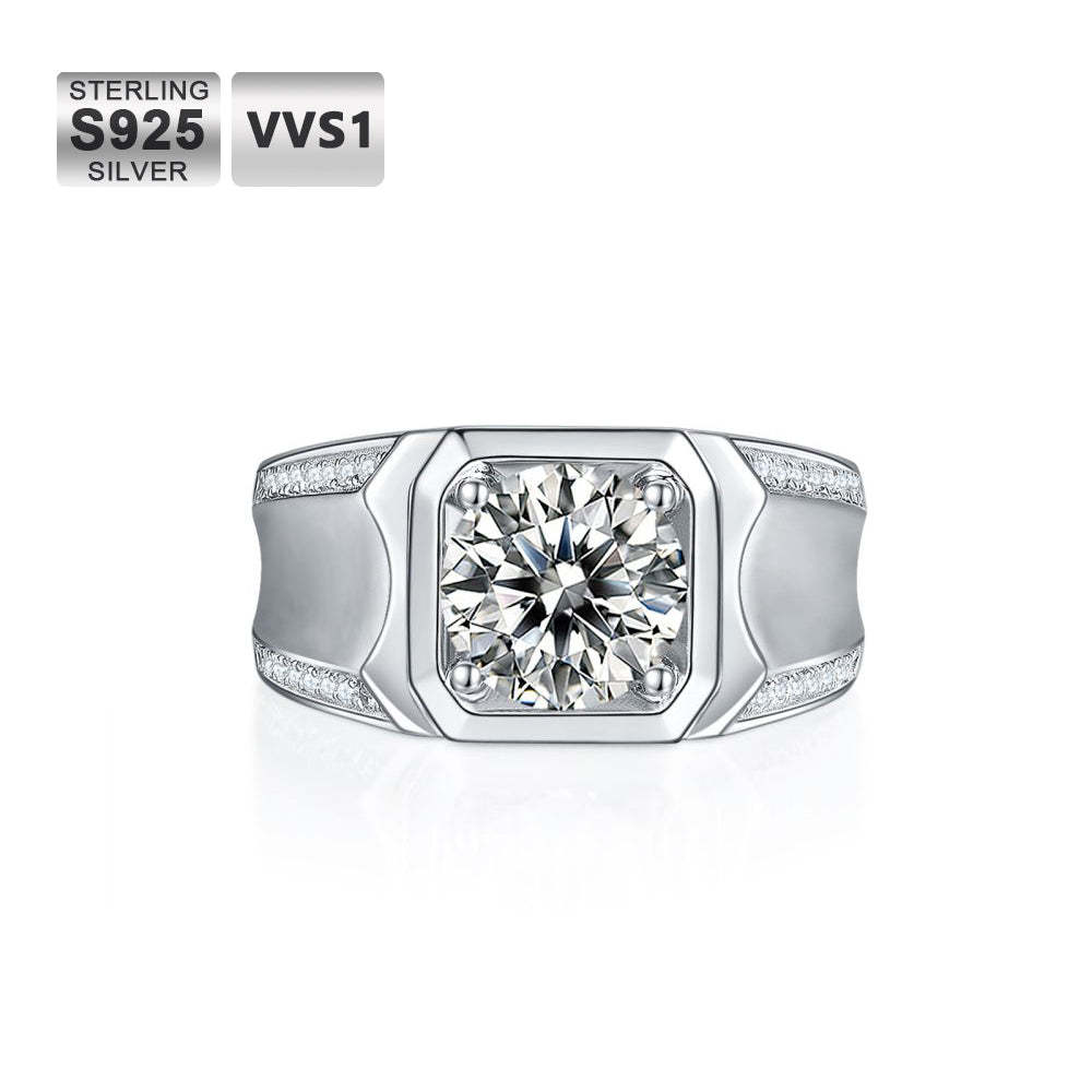 1.0 Carats VVS1 Moissanite Men Ring
