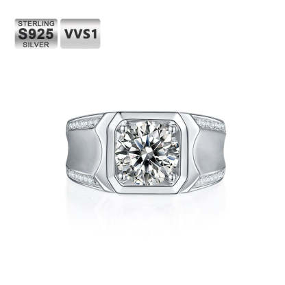 1.0 Carats VVS1 Moissanite Men Ring