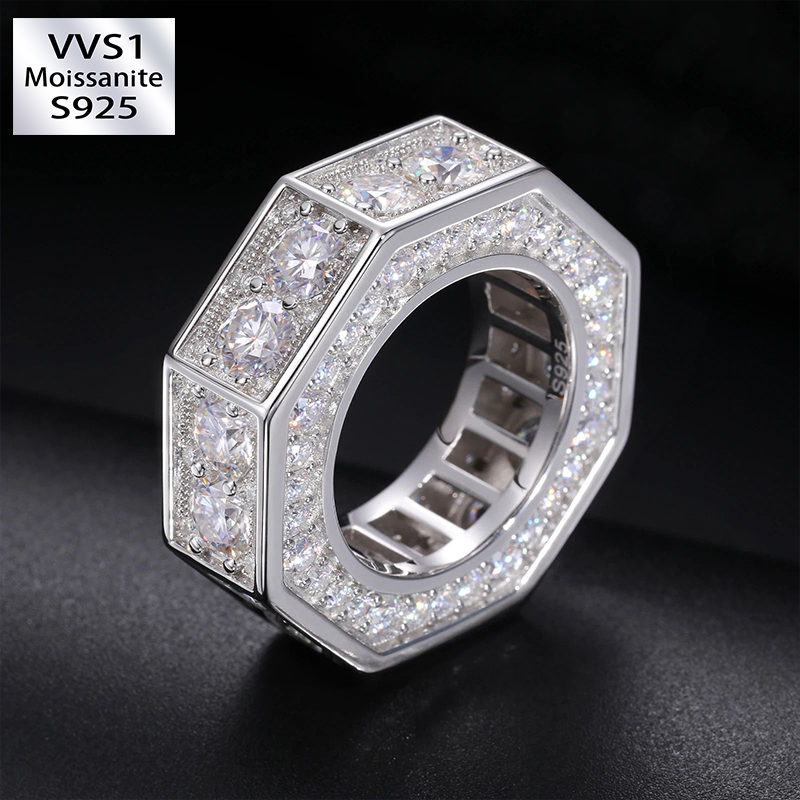 Moissanite Retro Geometric Octagonal Ring