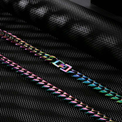 10mm Rainbow Miami Cuban Link Chain and bracelet set-krkcom
