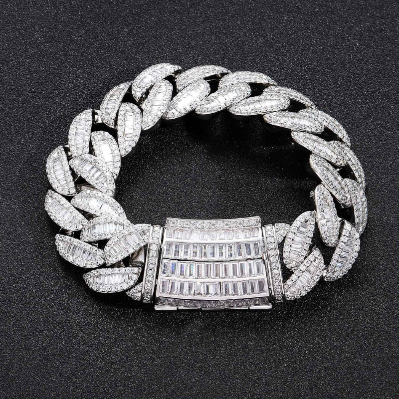 20mm T Square Ice Out Diamond Cuban Bracelet