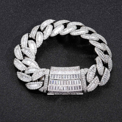20mm T Square Ice Out Diamond Cuban Bracelet