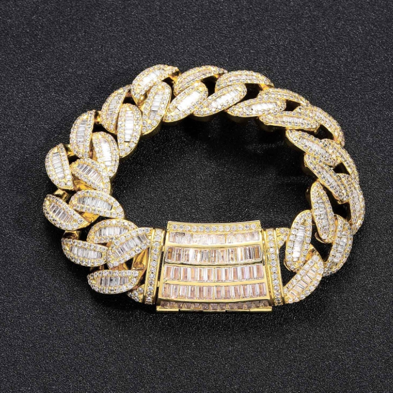 20mm T Square Ice Out Diamond Cuban Bracelet